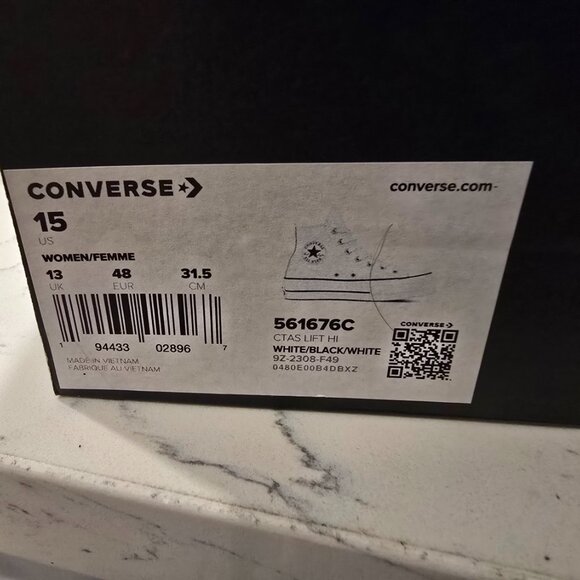 Converse All Star 561676C Platform Hi lift Leather White Mens Size 13 NEW - Picture 11 of 11